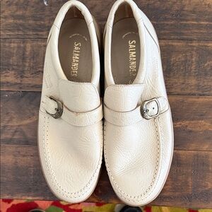 Men's Cream Leather Slip-On Loafers